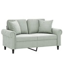 2-personers sofa med pyntepuder 120 cm velour lysegrå