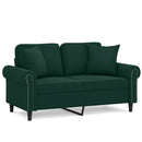 2-personers sofa med pyntepuder 120 cm velour mørkegrøn