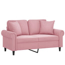 2-personers sofa med pyntepuder 120 cm velour pink