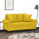 2-personers sofa med pyntepuder 120 cm velour gul