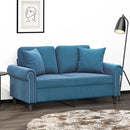 2-personers sofa med pyntepuder 120 cm velour blå