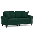 2-personers sofa med pyntepuder 140 cm velour mørkegrøn