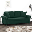2-personers sofa med pyntepuder 140 cm velour mørkegrøn