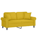 2-personers sofa med pyntepuder 140 cm velour gul