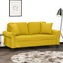 2-personers sofa med pyntepuder 140 cm velour gul