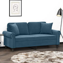 2-personers sofa med pyntepuder 140 cm velour blå