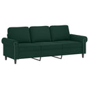 3-personers sofa med pyntepuder 180 cm velour mørkegrøn