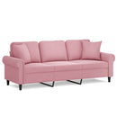 3-personers sofa med pyntepuder 180 cm velour pink