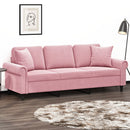 3-personers sofa med pyntepuder 180 cm velour pink