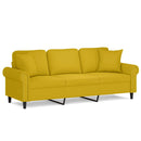 3-personers sofa med pyntepuder 180 cm velour gul