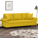3-personers sofa med pyntepuder 180 cm velour gul