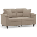 2-personers sofa med puder 120 cm mikrofiberstof gråbrun
