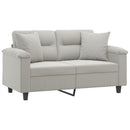 2-personers sofa med puder 120 cm mikrofiberstof lysegrå