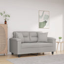 2-personers sofa med puder 120 cm mikrofiberstof lysegrå