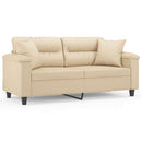 2-personers sofa med puder 140 cm mikrofiberstof creme