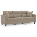 3-personers sofa med puder 180 cm mikrofiberstof gråbrun