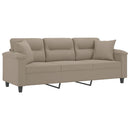 3-personers sofa med puder 180 cm mikrofiberstof gråbrun