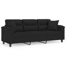 3-personers sofa med puder 180 cm mikrofiberstof sort