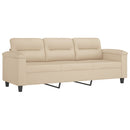 3-personers sofa med puder 180 cm mikrofiberstof cremefarvet