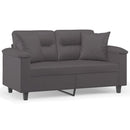 2-personers sofa med pyntepuder 120 cm kunstlæder grå
