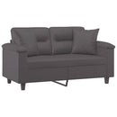 2-personers sofa med pyntepuder 120 cm kunstlæder grå