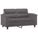 2-personers sofa med pyntepuder 120 cm kunstlæder grå