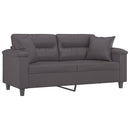 2-personers sofa med pyntepuder 140 cm kunstlæder grå