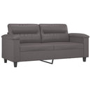 2-personers sofa med pyntepuder 140 cm kunstlæder grå