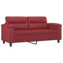 2-personers sofa med pyntepuder 140 cm kunstlæder vinrød
