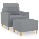 sofastol med fodskammel 60 cm stof lysegrå