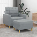 sofastol med fodskammel 60 cm stof lysegrå