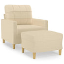 sofastol med fodskammel 60 cm Stof cremefarvet