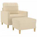 sofastol med fodskammel 60 cm Stof cremefarvet