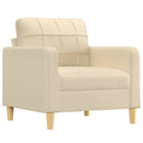 sofastol med fodskammel 60 cm Stof cremefarvet