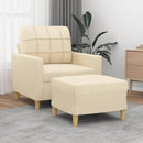 sofastol med fodskammel 60 cm Stof cremefarvet