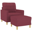 sofastol med fodskammel 60 cm stof vinrød