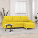 3-personers sofa med fodskammel 180 cm stof lysegul