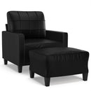 sofastol med fodskammel 60 cm kunstlæder sort