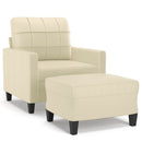 sofastol med fodskammel 60 cm kunstlæder cremefarvet