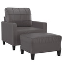 sofastol med fodskammel 60 cm kunstlæder grå