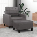 sofastol med fodskammel 60 cm kunstlæder grå