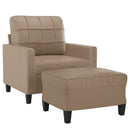 sofastol med fodskammel 60 cm kunstlæder Cappuccino