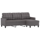 3-personers sofa med fodskammel 180 cm kunstlæder grå