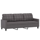 3-personers sofa med fodskammel 180 cm kunstlæder grå