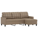 3-personers sofa med fodskammel 180 cm kunstlæder cappuccino
