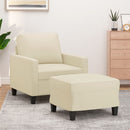 sofastol med fodskammel 60 cm kunstlæder cremefarvet