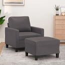 sofastol med fodskammel 60 cm kunstlæder grå