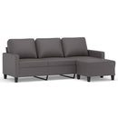 3-personers sofa med fodskammel 180 cm kunstlæder grå
