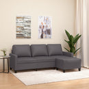 3-personers sofa med fodskammel 180 cm kunstlæder grå
