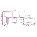 3-personers sofa med fodskammel 180 cm kunstlæder cappuccino